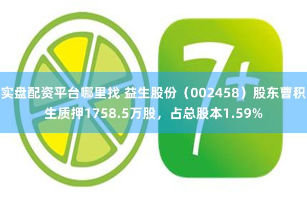 实盘配资平台哪里找 益生股份（002458）股东曹积生质押1758.5万股，占总股本1.59%